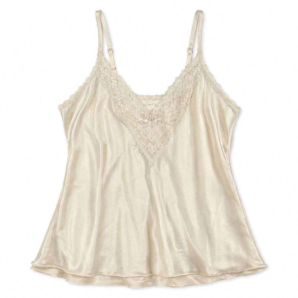 Vtg Ivory Lace Camisole Tank S Whimsigoth y2k minimalist ethereal